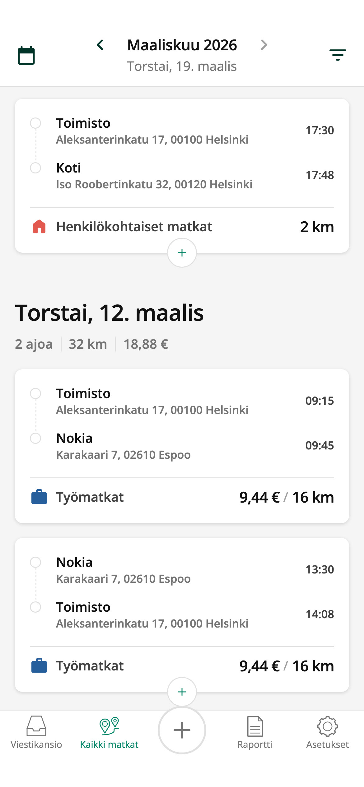 Tarkastele kaikkia matkojasi